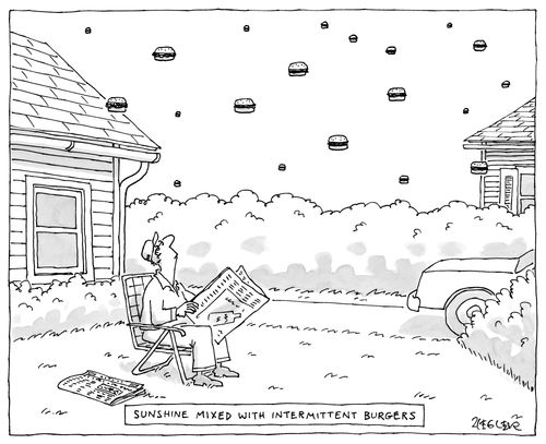 "Sunshine Mixed with Intermittent Burgers."