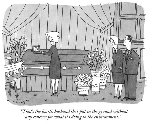 "That's the fourth husband she's put in the ground without any concern for what it's doing to the environment."