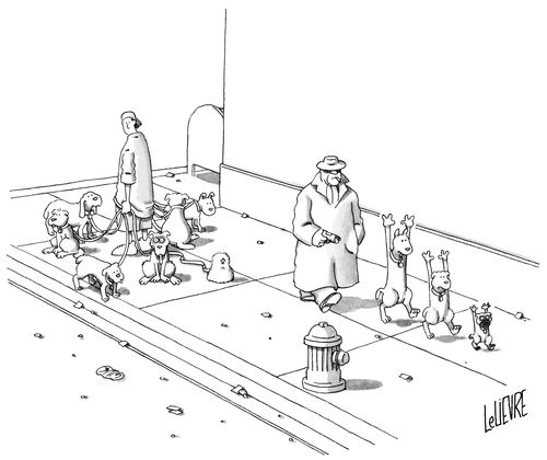 A man walks three dogs at gunpoint