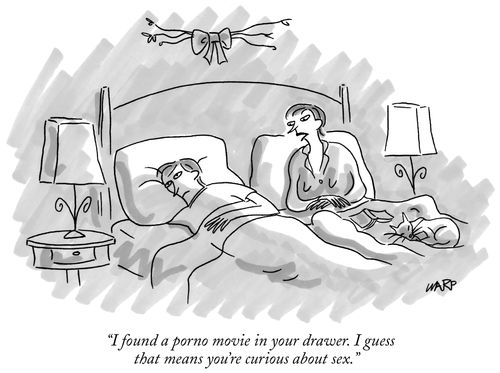 "I found a porno movie in your drawer. I guess that means you're curious about sex."