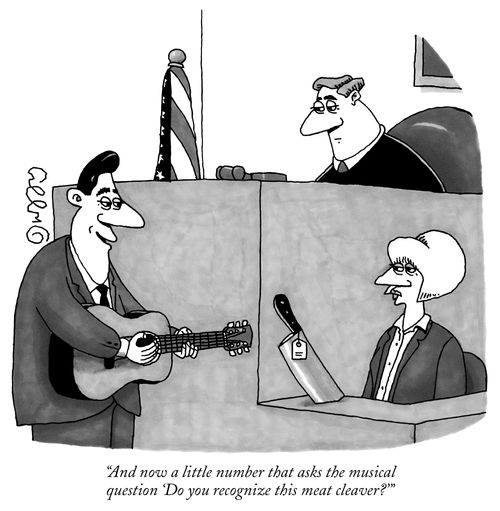"And now a little number that asks the musical question 'Do you recognize this meat cleaver?'"