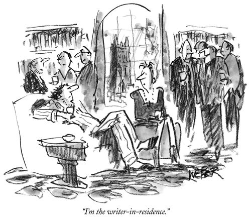 "I'm the writer-in-residence."