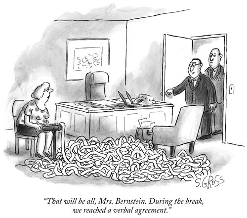 "That will be all, Mrs. Bernstein. During the break, we reached a verbal agreement."