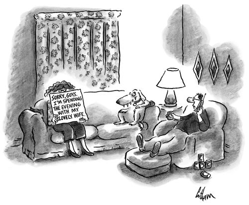 'Sorry guys. I'm spending the evening with my lovely wife.'