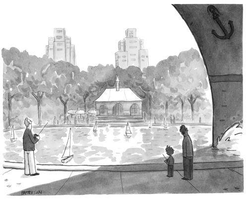A massive ship pulls in in Central Park.