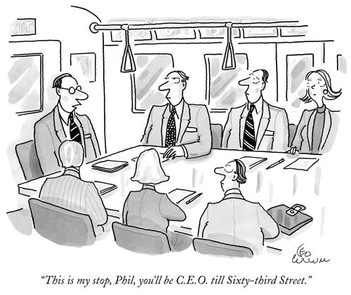 "This is my stop, Phil, you'll be C.E.O. till Sixty-third Street."