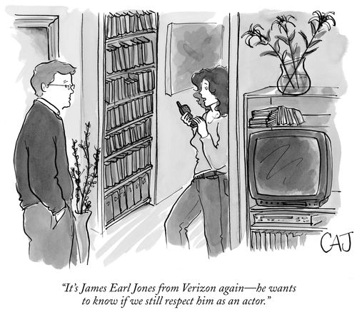 "It's James Earl Jones from Verizon again—he wants to know if we still respect him as an actor."