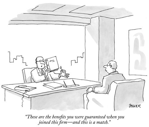 "These are the benefits you were guaranteed when you joined this firm - and this is a match."