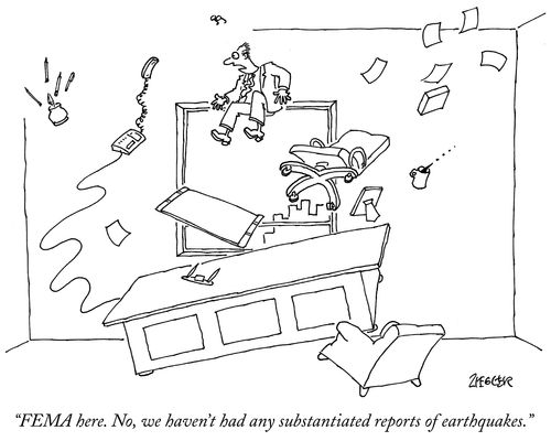 "FEMA here. No, we haven't had any substantiated reports of earthquakes."