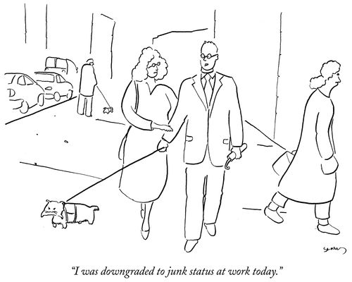 "I was downgraded to junk status at work today."