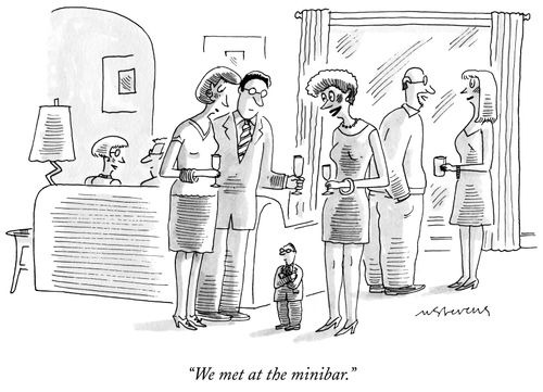 "We met at the minibar."