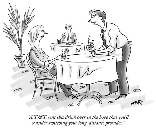 "A.T.&T. sent this drink over in the hope that you'll consider switching your long-distance provider."