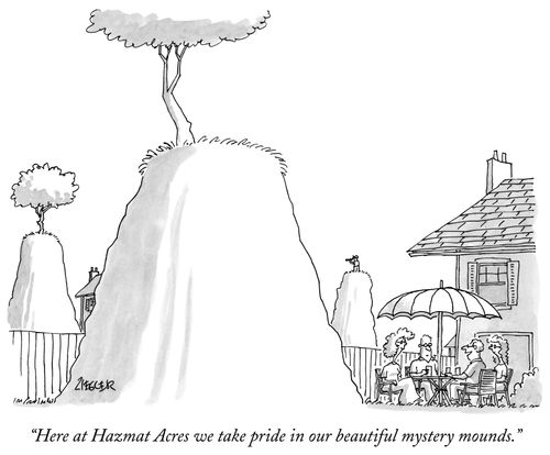 "Here at Hazmat Acres we take pride in our beautiful mystery mounds."