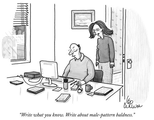 "Write what you know. Write about male-pattern baldness."