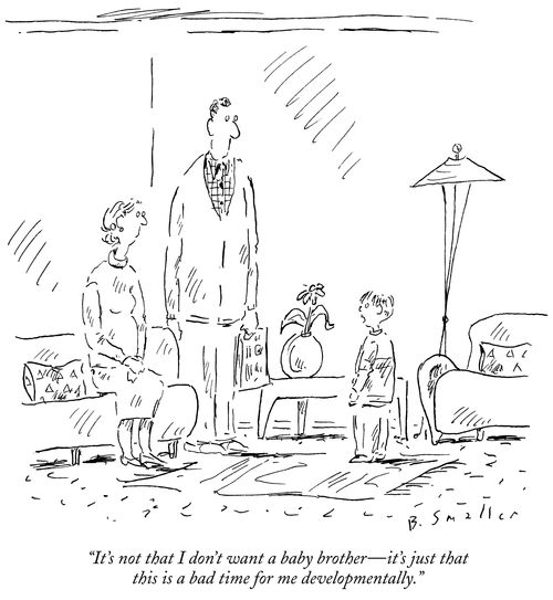 "It's not that I don't want a baby brother - it's just that this is a bad time for me developmentally."