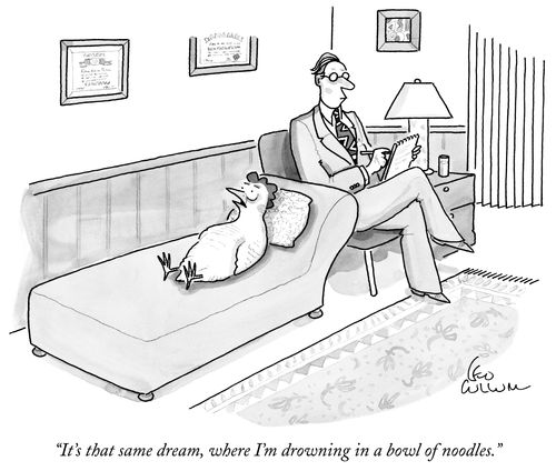 "It's that same dream, where I'm drowning in a bowl of noodles."