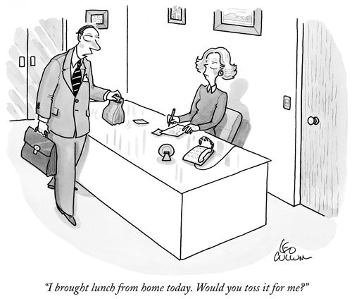 "I brought lunch from home today. Would you toss it for me?"