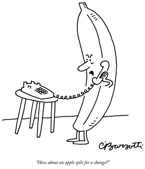 "How about an apple split for a change?"
