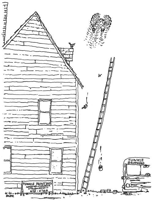 Painter Achieves A Few Seconds Of Flight As Ladder Falls
