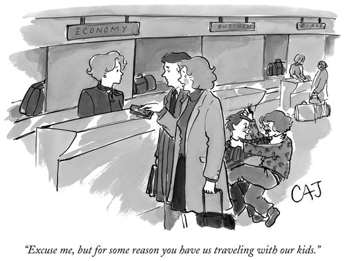 "Excuse me, but for some reason you have us traveling with our kids."