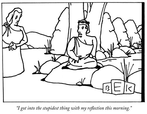 "I got into the stupidest thing with my reflection this morning."
