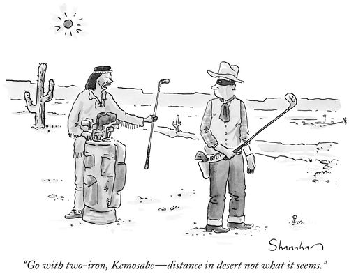 "Go with two-iron, Kemosabe - distance in desert not what it seems."