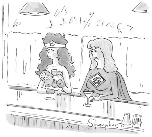 Superheroes Having a Drink