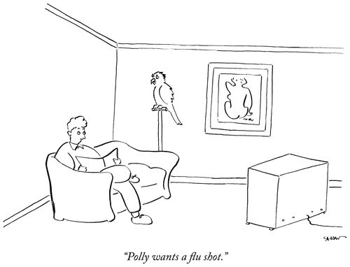 "Polly wants a flu shot."