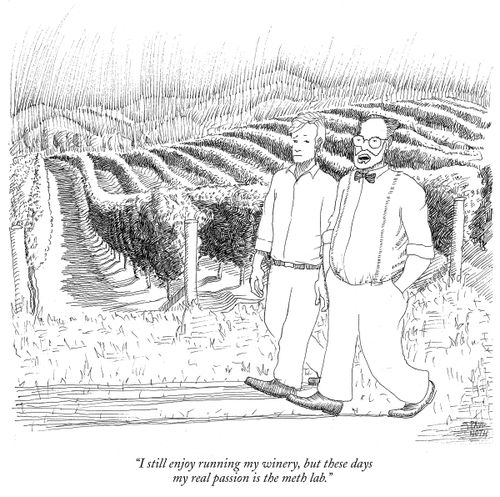 "I still enjoy running my winery, but these days my real passion is the meth lab."