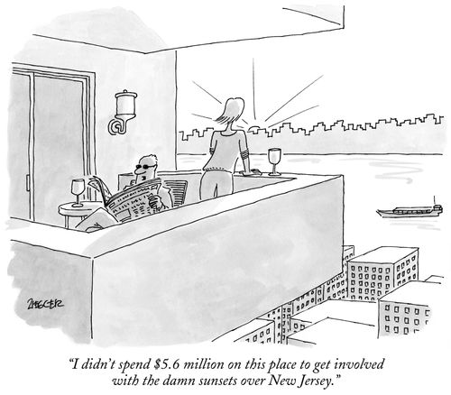 "I didn't spend $5.6 million on this place to get involved with the damn sunsets over New Jersey."