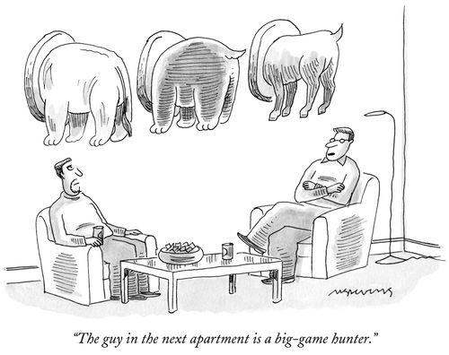 "The guy in the next apartment is a big-game hunter."