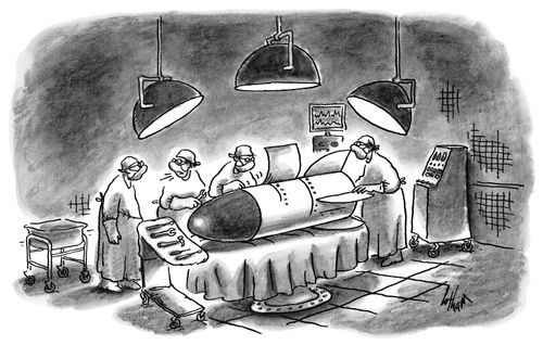Surgeons operate on a missile