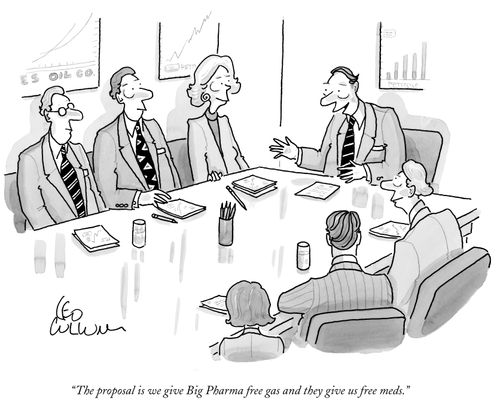 "The proposal is we give Big Pharma free gas and they give us free meds."