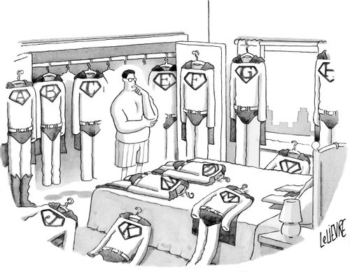 A superhero getting dressed in the morning.