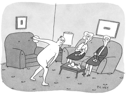Naked bowling in the living room