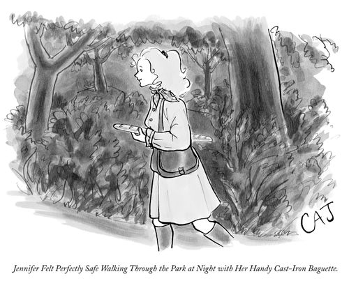 Jennifer Felt Perfectly Safe Walking Through the Park at Night with Her Handy Cast-Iron Baguette.