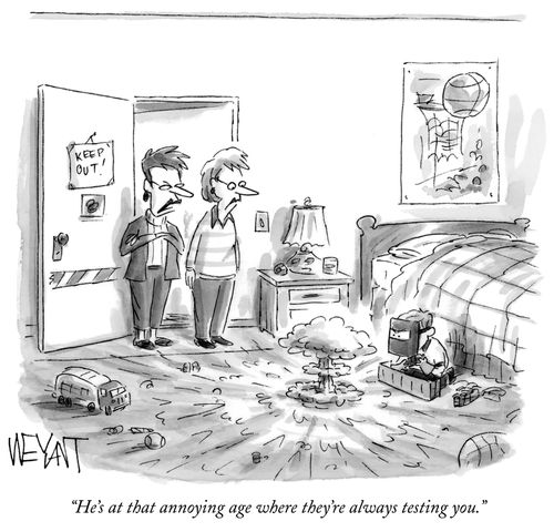 "He's at that annoying age where they're always testing you."