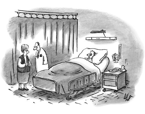 A man in a hospital bed.
