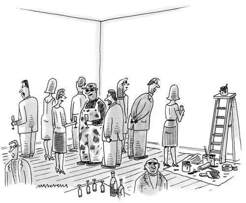 People admire a freshly painted wall