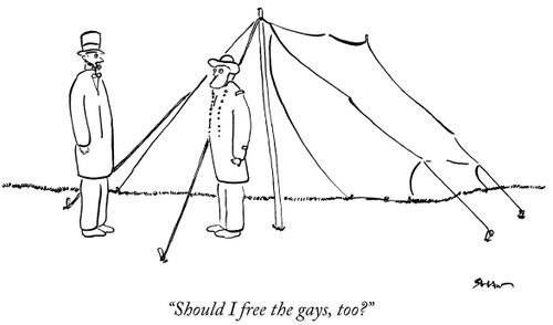"Should I free the gays, too?"
