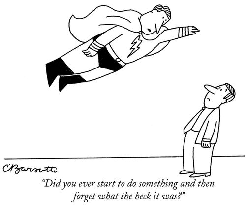"Did you ever start to do something and then forget what the heck it was?"