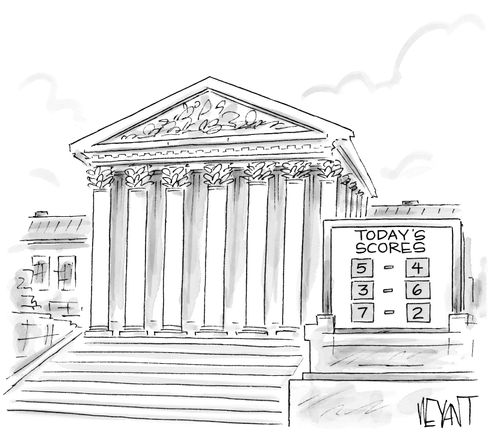 The US Supreme Court displays its rulings out front.