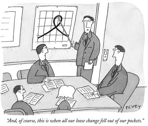 "And, of course, this is when all our loose change fell out of our pockets."