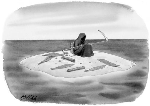 Grim Reaper on a desert island