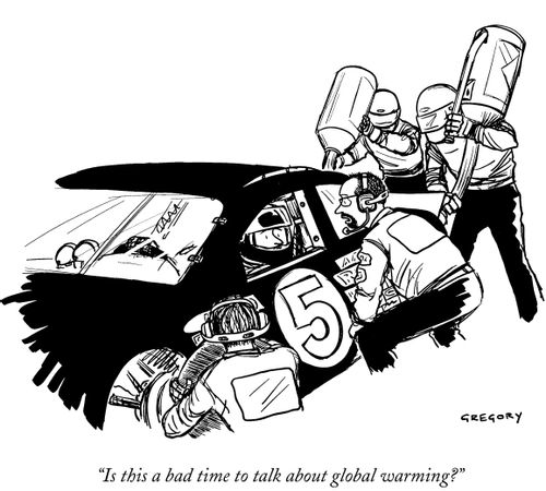 "Is this a bad time to talk about global warming?"