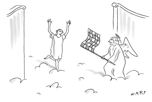Man Crosses Finish Line At Heaven's Pearly Gates