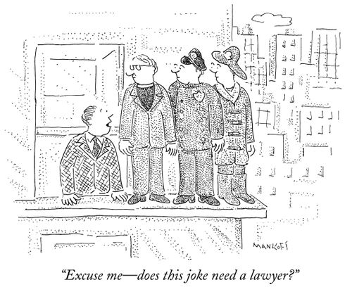 "Excuse me—does this joke need a lawyer?"