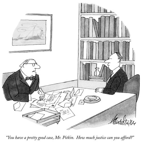 "You have a pretty good case, Mr. Pitkin. How much justice can you afford?"