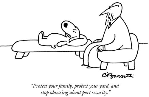 "Protect your family, protect your yard, and stop obsessing about port security."