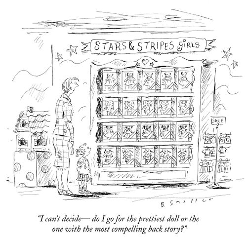 "I can't decide - do I go for the prettiest doll or the one with the most compelling back story?"